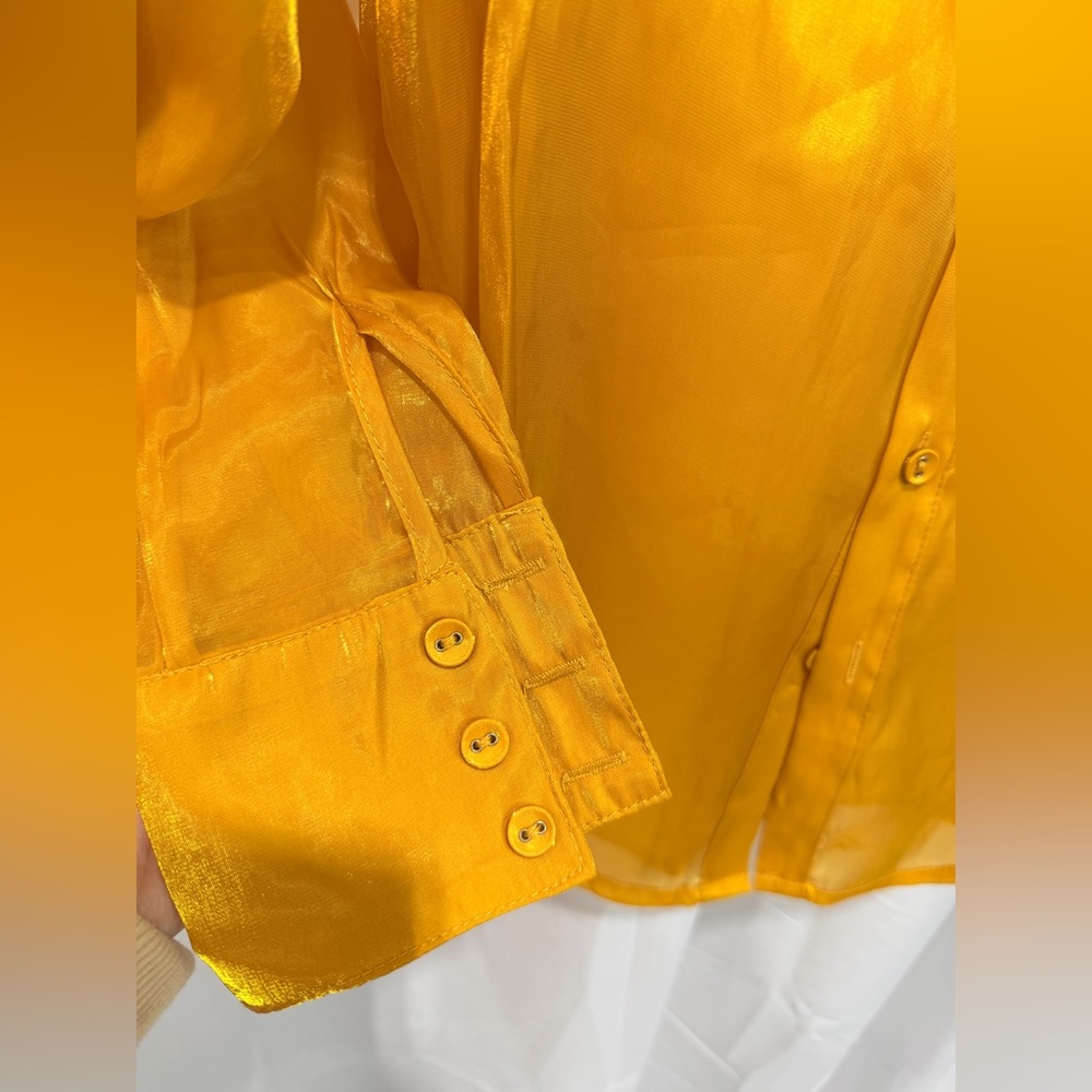 Audette, anthropology mustard Sheer Blouse - Picture 3 of 6
